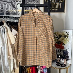 Burberry London England Classic Vintage Check Button Up Shirt Womens 14 EUC